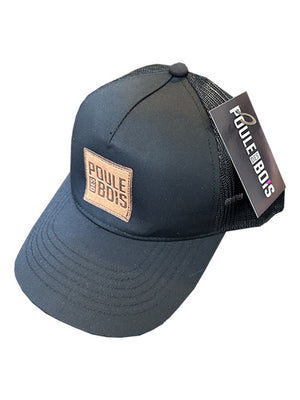 Casquette à Couette Noire Logo FAUX Cuir