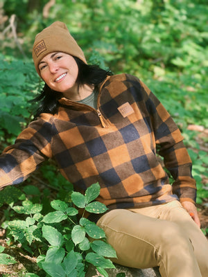 POLAR ZIP FEMME à carreaux BROWN