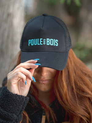 Casquette à Couette NOIR Logo BRODÉ TURQUOISE