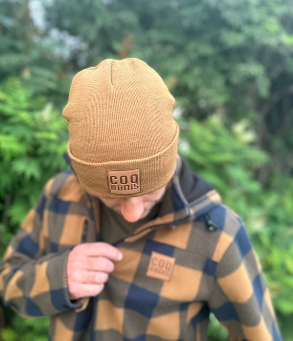 COQ des BOIS Tuque BROWN Logo Cuir