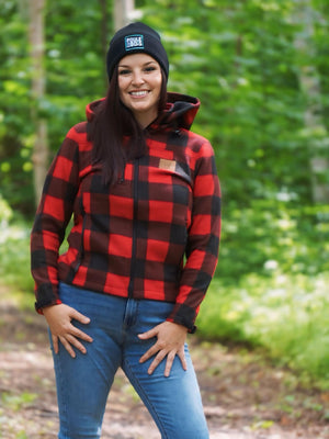 Veste à Carreaux ROUGE FEMME (ÉCUSSON CUIR)