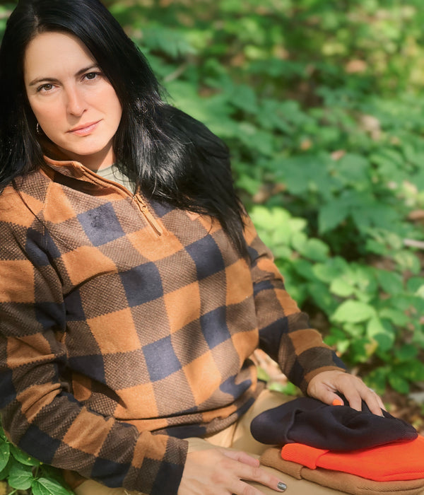 POLAR ZIP FEMME à carreaux BROWN NOUVEAU AUTOMNE 2024