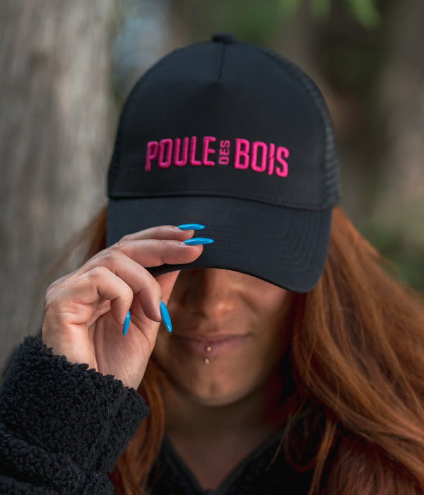 Casquette à Couette NOIR Logo BRODÉ ROSE