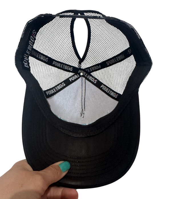 Casquette à Couette NOIR Logo BRODÉ TURQUOISE