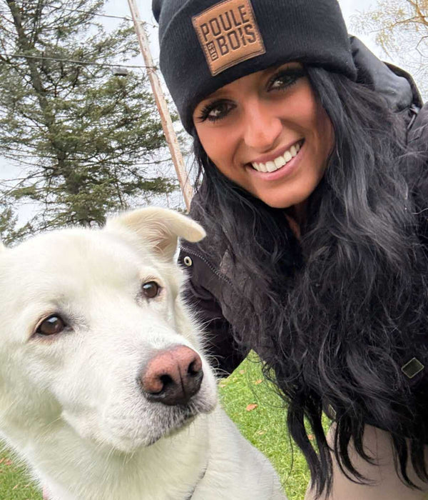 BLACK Leather Logo Beanie