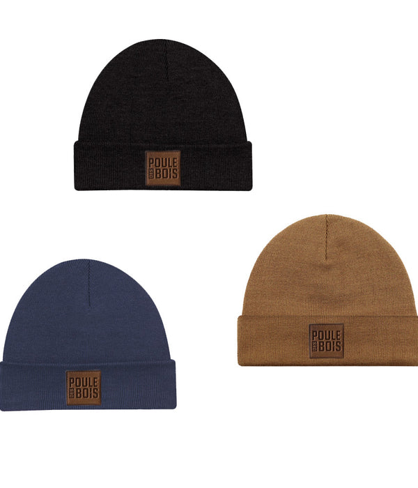 Tuque NOIRE Logo Cuir